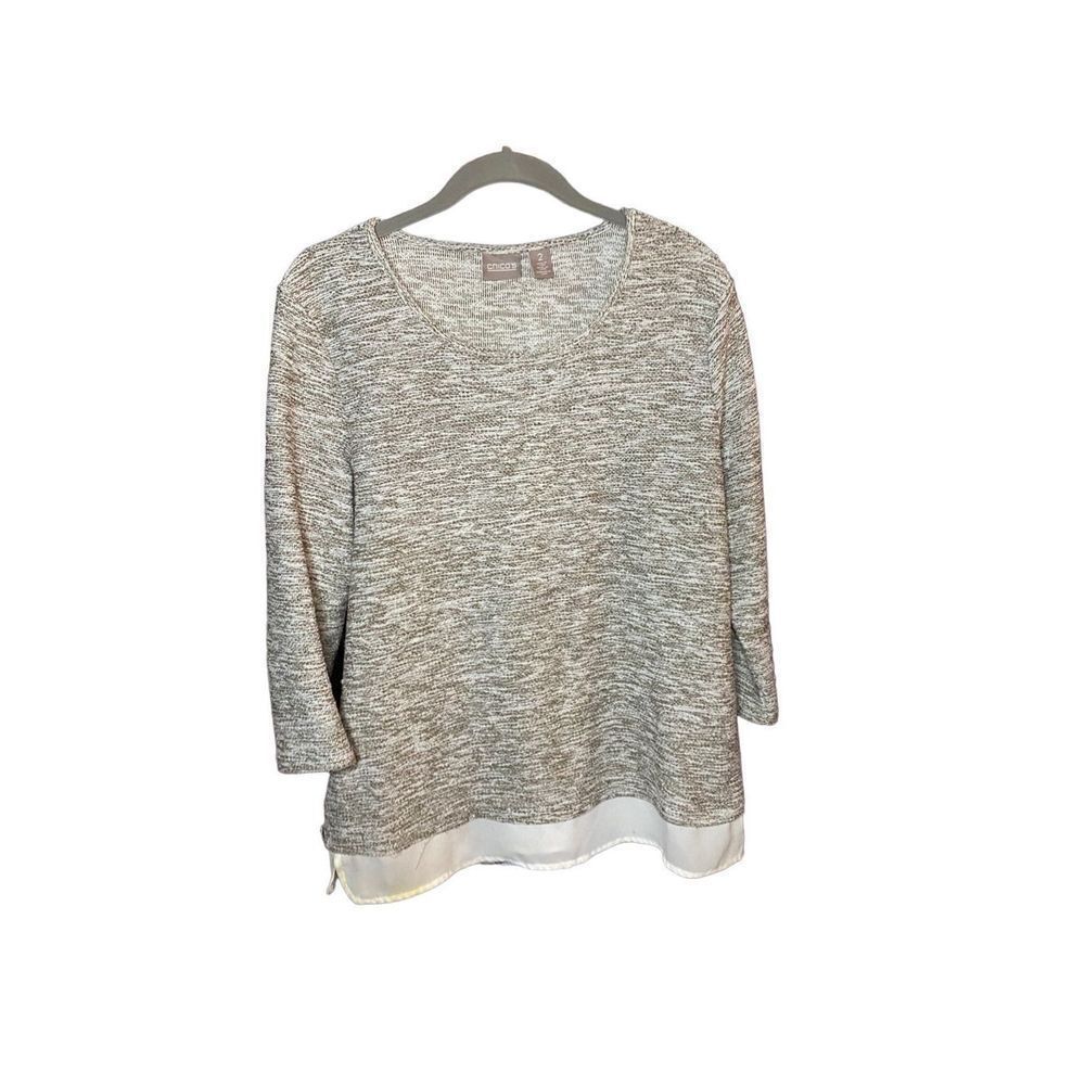 Chicos women’s space dye woven hem top size large